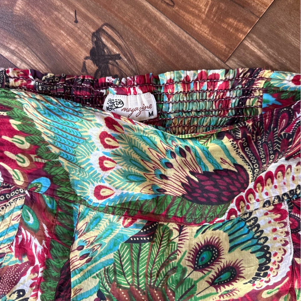 Magazine Multicolor Peacock Patterned BOHO Pants - Picture 2 of 2